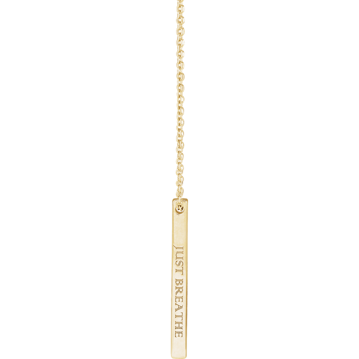 14K Yellow Gold Engravable Four-Sided 25 X 2.5 Mm Bar 16-18" Necklace. 87619:123:P