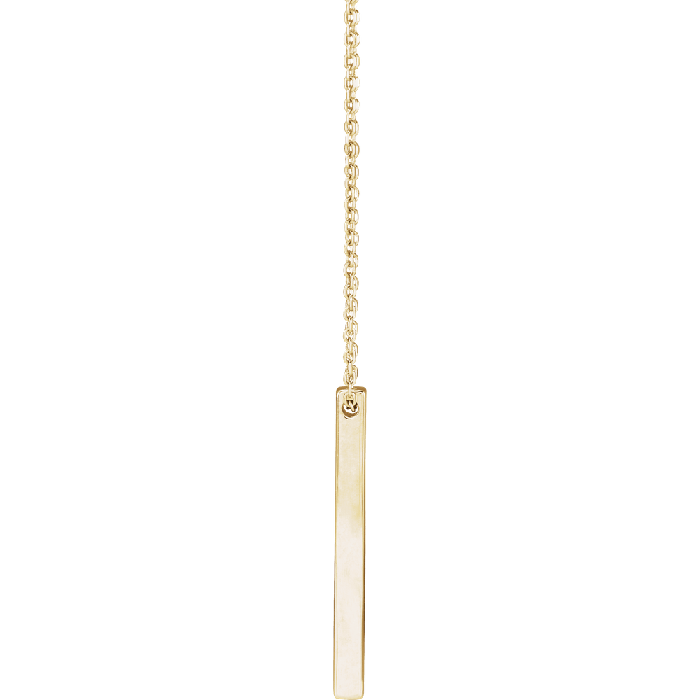 14K Yellow Gold Engravable Four-Sided 25 X 2.5 Mm Bar 16-18" Necklace. 87619:123:P