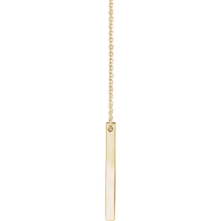 14K Yellow Gold Engravable Four-Sided 25 X 2.5 Mm Bar 16-18" Necklace. 87619:123:P