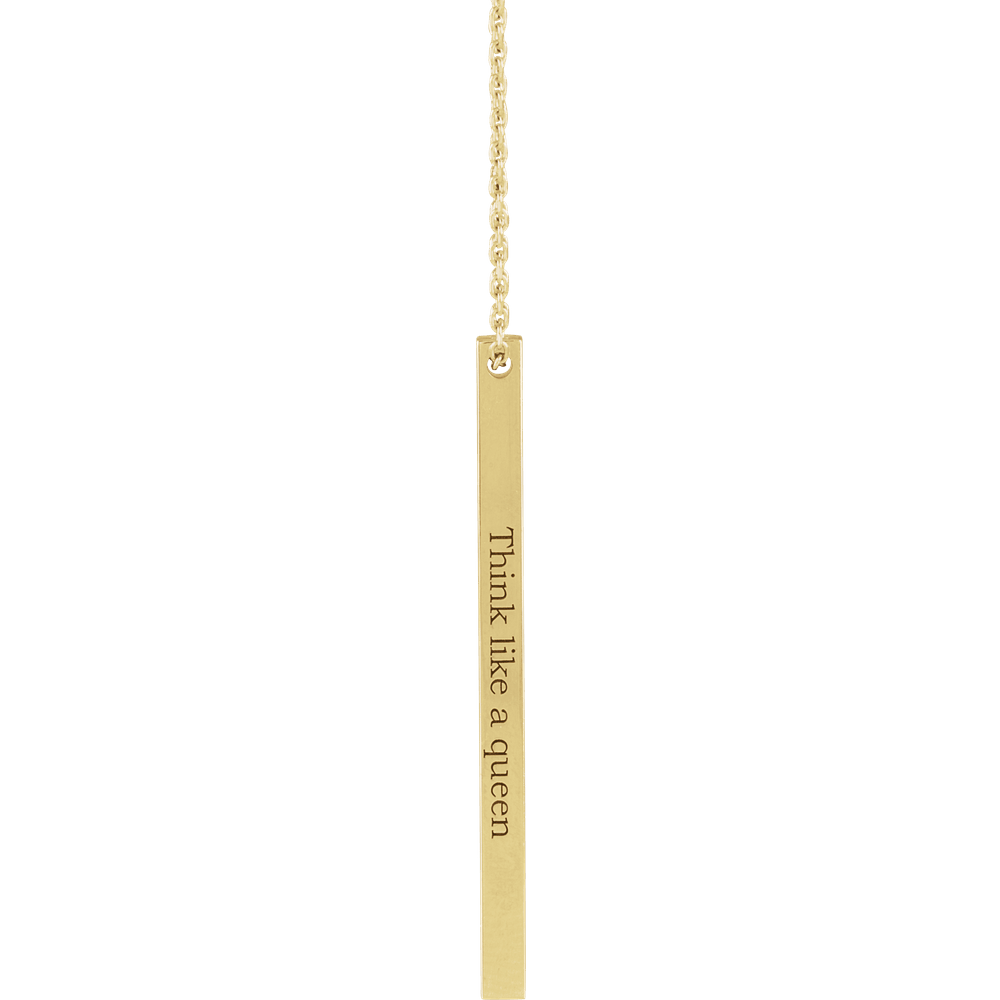 14K Yellow Gold Engravable Four-Sided 35 X 2.5 Mm Bar 16-18" Necklace. 87619:135:P