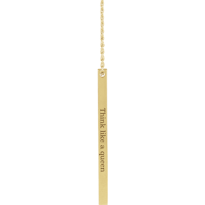 14K Yellow Gold Engravable Four-Sided 35 X 2.5 Mm Bar 16-18" Necklace. 87619:135:P
