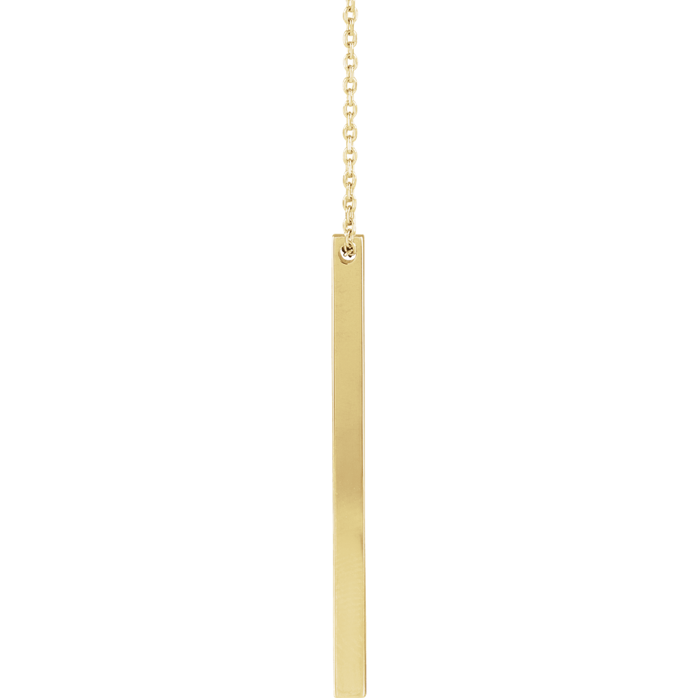 14K Yellow Gold Engravable Four-Sided 35 X 2.5 Mm Bar 16-18" Necklace. 87619:135:P