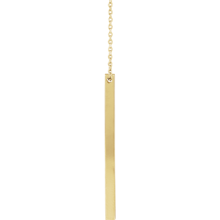 14K Yellow Gold Engravable Four-Sided 35 X 2.5 Mm Bar 16-18" Necklace. 87619:135:P