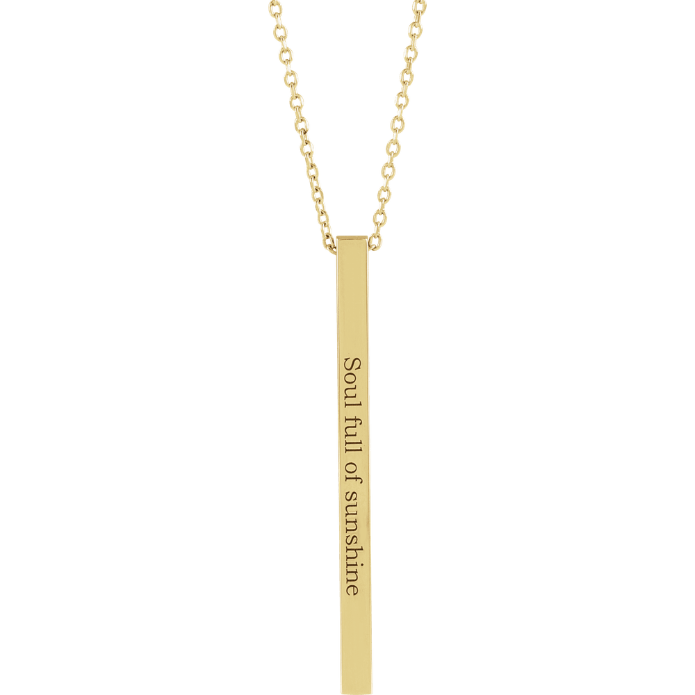 14K Yellow Gold Engravable Four-Sided 35 X 2.5 Mm Bar 16-18" Necklace. 87619:135:P