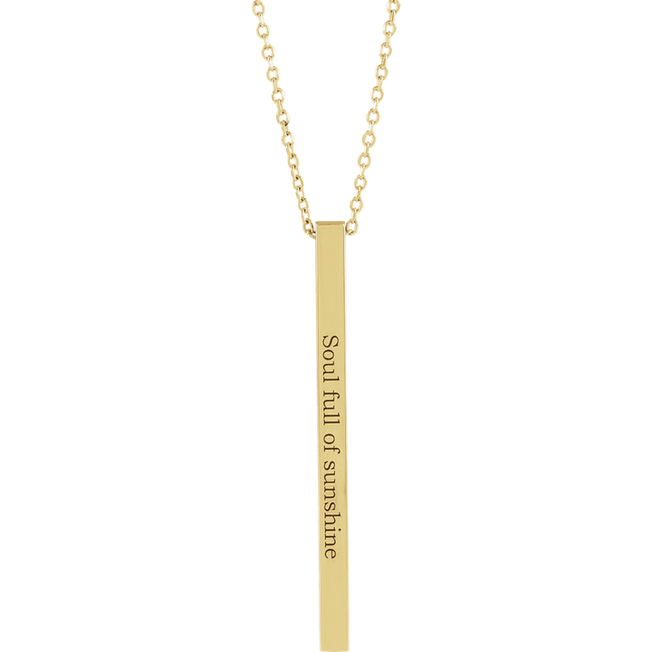 14K Yellow Gold Engravable Four-Sided 35 X 2.5 Mm Bar 16-18" Necklace. 87619:135:P