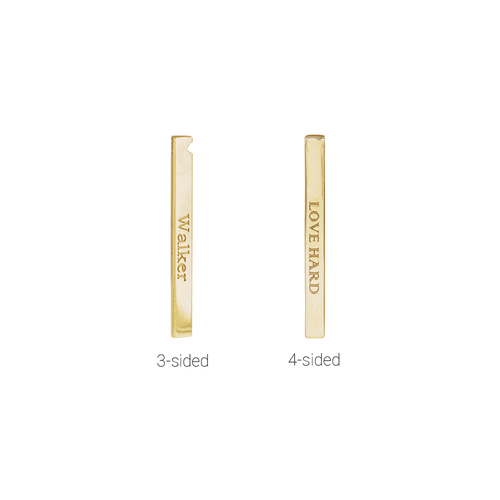 14K Yellow Gold Engravable Four-Sided 35 X 2.5 Mm Bar 16-18" Necklace. 87619:135:P
