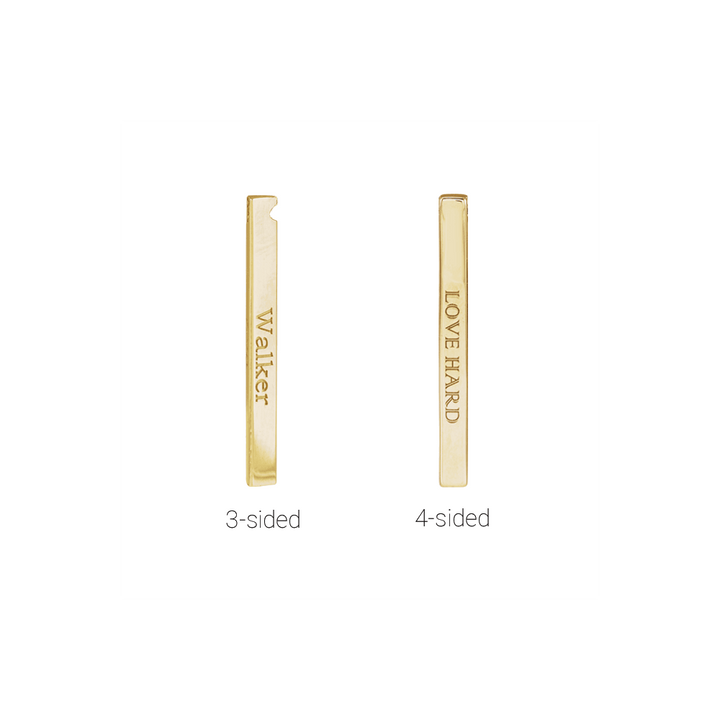 14K Yellow Gold Engravable Four-Sided 35 X 2.5 Mm Bar 16-18" Necklace. 87619:135:P