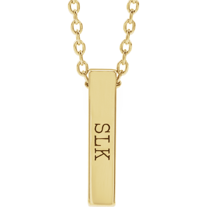 14K Yellow Gold Engravable Four-Sided 12 X 2.5 Mm Bar 16-18" Necklace. 87619:144:P