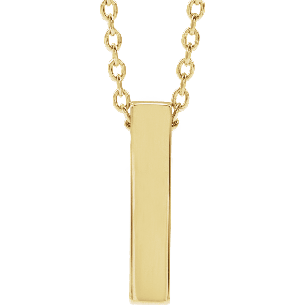 14K Yellow Gold Engravable Four-Sided 12 X 2.5 Mm Bar 16-18" Necklace. 87619:144:P