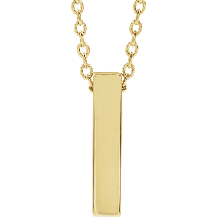 14K Yellow Gold Engravable Four-Sided 12 X 2.5 Mm Bar 16-18" Necklace. 87619:144:P