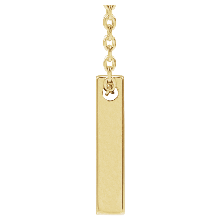 14K Yellow Gold Engravable Four-Sided 12 X 2.5 Mm Bar 16-18" Necklace. 87619:144:P