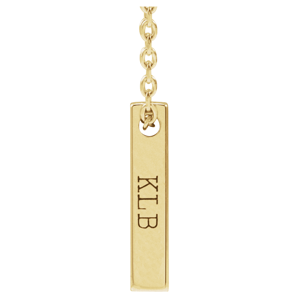 14K Yellow Gold Engravable Four-Sided 12 X 2.5 Mm Bar 16-18" Necklace. 87619:144:P