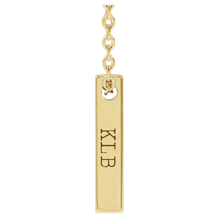 14K Yellow Gold Engravable Four-Sided 12 X 2.5 Mm Bar 16-18" Necklace. 87619:144:P
