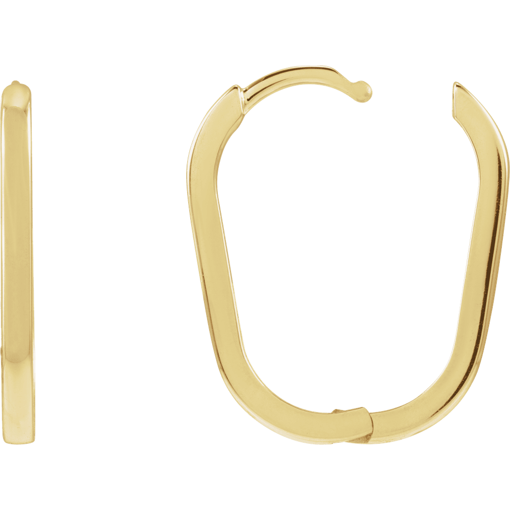 14K Yellow Gold Elongated Oval 20 mm Hoop Earrings