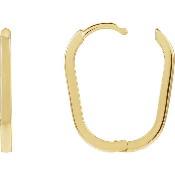 14K Yellow Gold Elongated Oval 20 mm Hoop Earrings