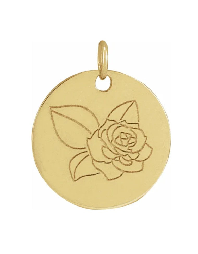 14K Yellow Gold Rose June Birth Flower Pendant. 88529:111:P