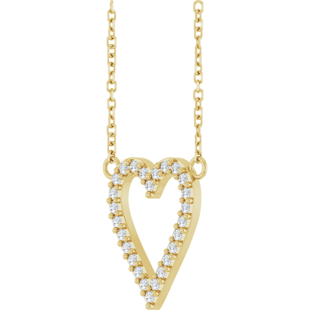 14K Yellow Gold 1/6 CTW Natural Diamond Heart Necklace