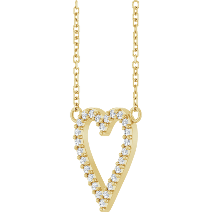 14K Yellow Gold 1/6 CTW Natural Diamond Heart Necklace