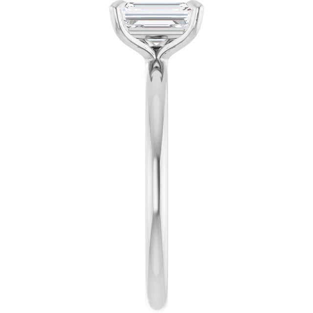 Ladies 14K SolitaireWhite Gold Lab Diamond Engagement Ring With 1ct Center Stone VS Clarity, F Color