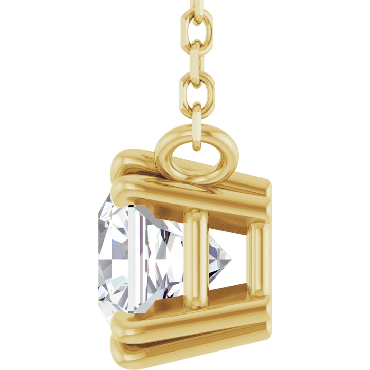 14K Yellow Gold 3/4 CT Natural Diamond Solitaire Necklace
