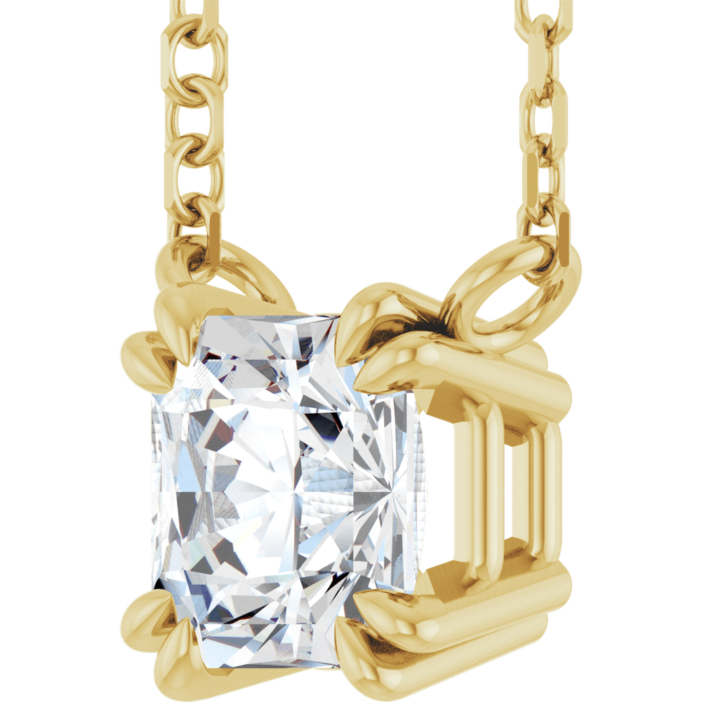 14K Yellow Gold 3/4 CT Natural Diamond Solitaire Necklace