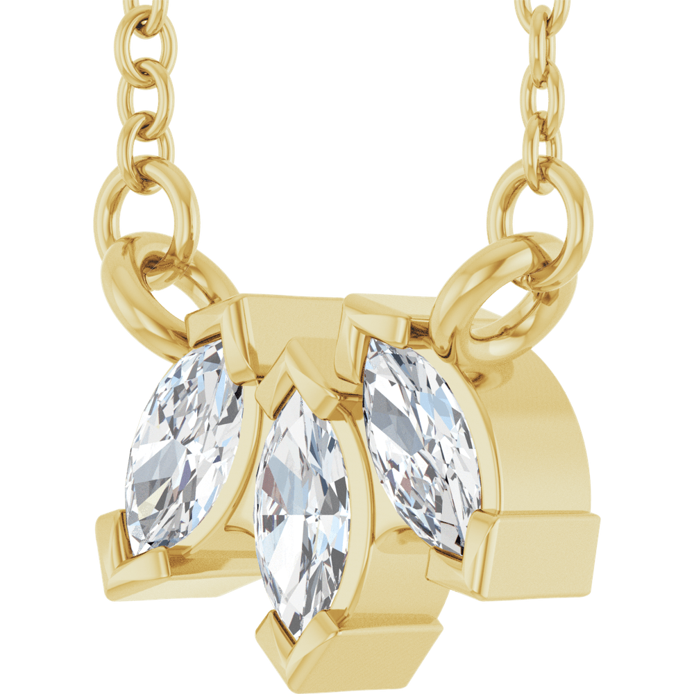 14K Yellow Gold 1/5 CTW Natural Diamond Three-Stone Necklace
