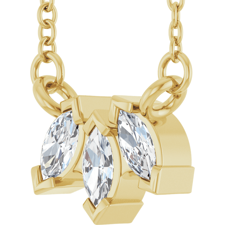 14K Yellow Gold 1/5 CTW Natural Diamond Three-Stone Necklace