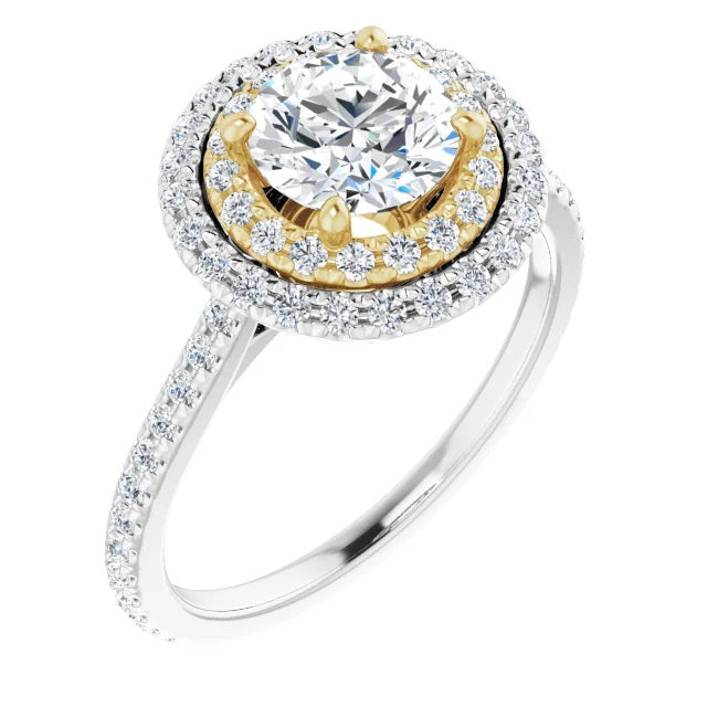 Ladies 14K Halo White Gold Lab Diamond Engagement Ring With 1ct Center Stone VS Clarity, F Color