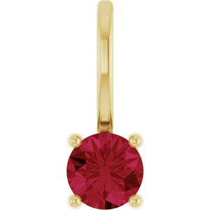 14K Yellow Gold Lab-Grown Ruby Solitaire Charm/Pendant. 87768:181:P