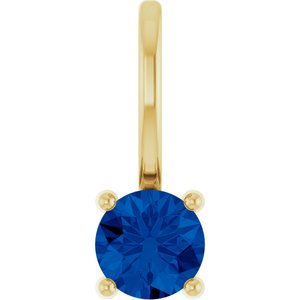 14K Yellow Gold Lab-Grown Blue Sapphire Solitaire Charm/Pendant. 87768:186:P