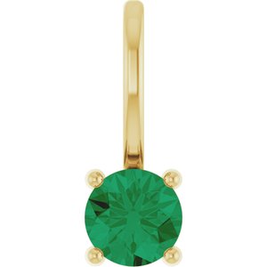 14K Yellow Gold Lab-Grown Emerald Solitaire Charm/Pendant. 87768:176:P