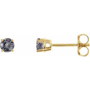 14K Yellow Gold 3 mm Natural Gray Spinel Earrings. 1874:70307:P