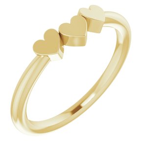 14K Yellow Gold 3-Heart Family Engravable Ring. 57702:125:P