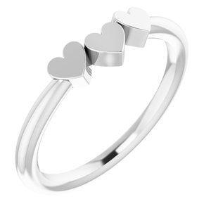 14K White Gold 3-Heart Family Engravable Ring. 57702:128:P