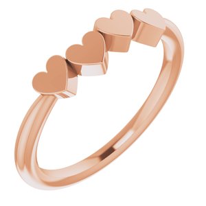 14K Rose Gold 4-Heart Family Engravable Ring. 57702:116:P