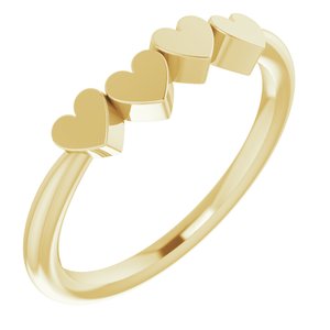 14K Yellow Gold 4-Heart Family Engravable Ring. 57702:115:P