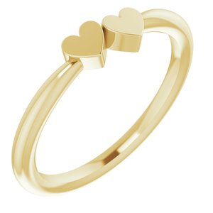 14K Yellow Gold 2-Heart Family Engravable Ring. 57702:106:P