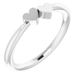 14K White Gold 2-Heart Family Engravable Ring. 57702:107:P