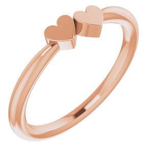 14K Rose Gold 2-Heart Family Engravable Ring. 57702:110:P