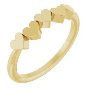 14K Yellow Gold 5-Heart Family Engravable Ring. 57702:122:P