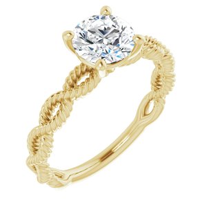 14K Yellow Gold 6.5 mm Round Solitaire Engagement Ring. 124713:181:P