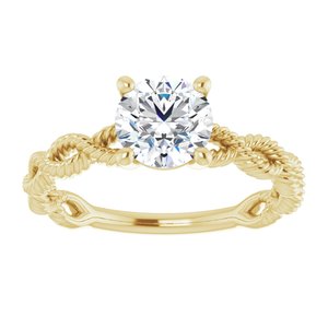 14K Yellow Gold 6.5 mm Round Solitaire Engagement Ring. 124713:181:P