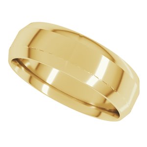 14K Yellow Gold 6 mm Lightweight Beveled-Edge Comfort-Fit Flat Band. BVIRL10:1039:P