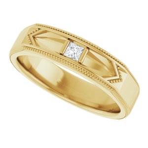 14K Yellow Gold 2.5x2.5 mm Square Geometric Milgrain Men's Band. 126082:104:P