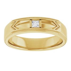 14K Yellow Gold 2.5x2.5 mm Square Geometric Milgrain Men's Band. 126082:104:P
