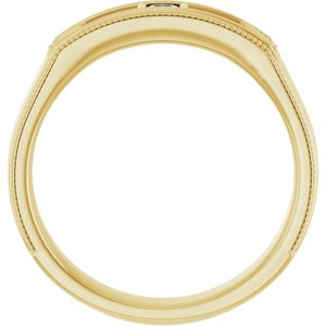 14K Yellow Gold 2.5x2.5 mm Square Geometric Milgrain Men's Band. 126082:104:P