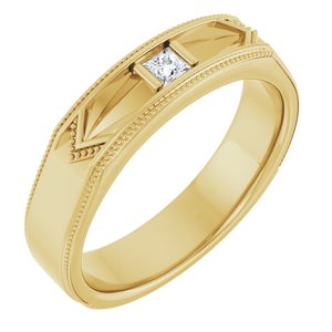 14K Yellow Gold 2.5x2.5 mm Square Geometric Milgrain Men's Band. 126082:104:P