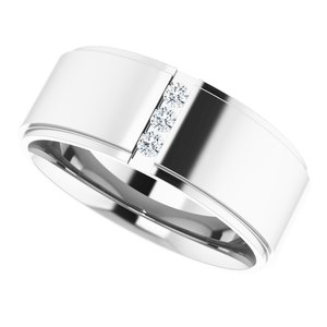 14K White Gold 2 mm Round Men's Band. 124150:3241:P