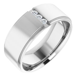 14K White Gold 2 mm Round Men's Band. 124150:3241:P