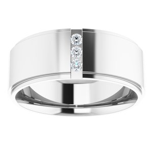 14K White Gold 2 mm Round Men's Band. 124150:3241:P